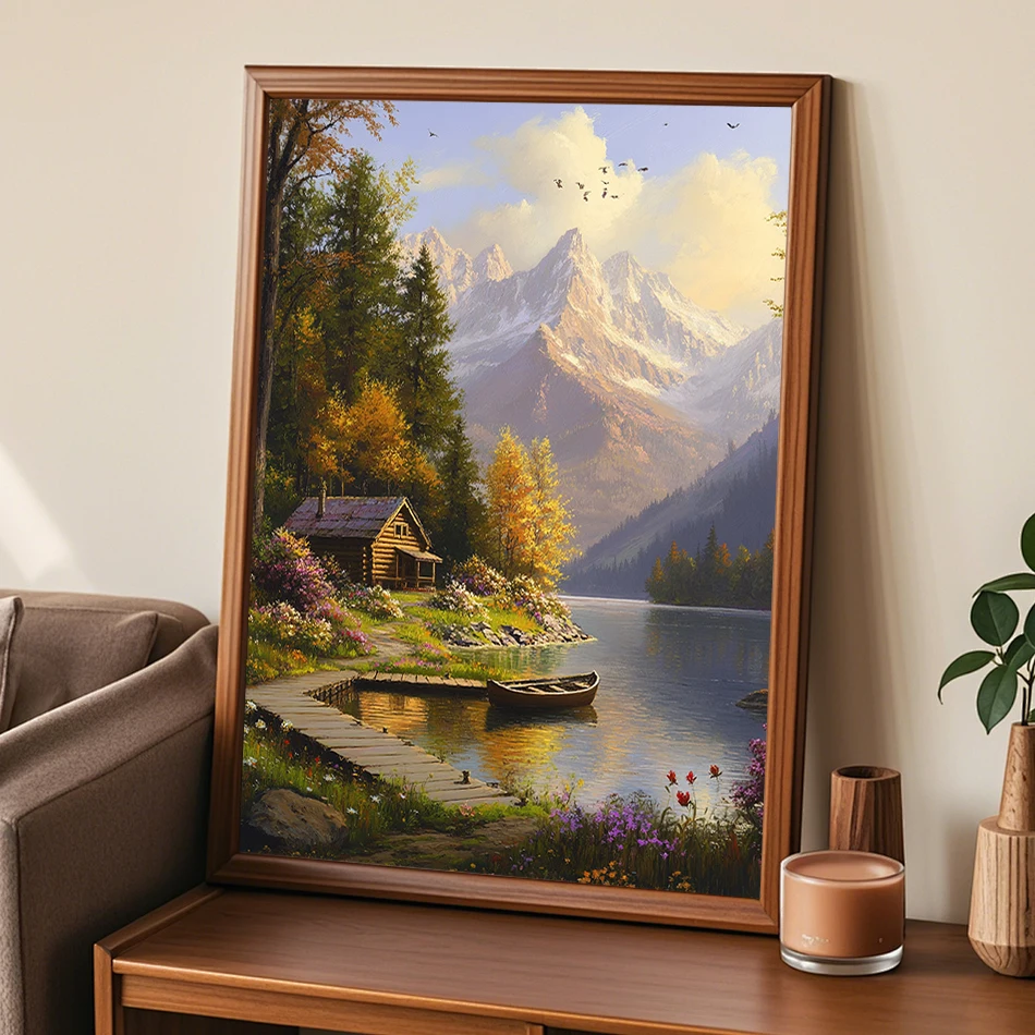 

SDOYUNO Painting By Numbers Draw house Landscape Scenery Watercolor Color Markers Paint Kit Adult Coloring On Canvas Handmade