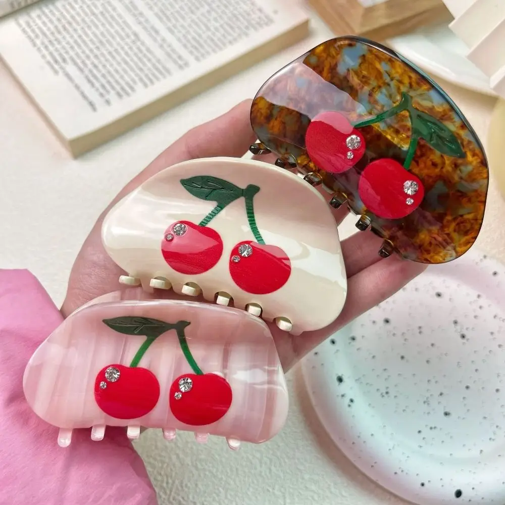 Acetate Material Hair Claw Clips Rhinestone Decor 8.5cm Length Crab Hair Clip Sweet Design Gradient Color Acetate Hair Claw