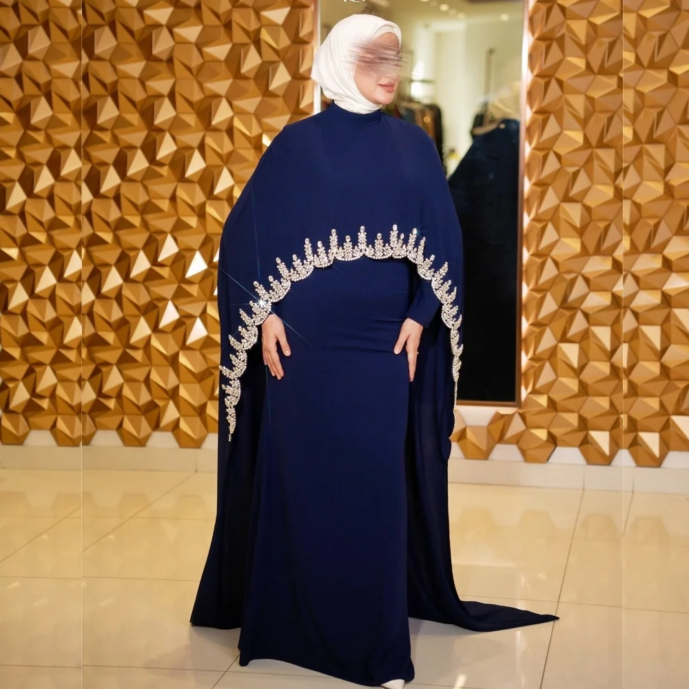 

Customized Women's Evening Gowns Rhinestone High Collar Long Shawl Trumpet Long Dresses Bespoke Occasion Elegant Party Dress