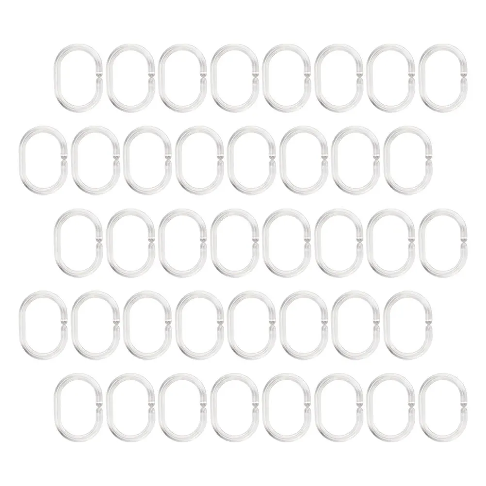 

48Pcs Shower Curtain Rings Plastic C-Shaped Easy Install Bathroom Curtain Hooks Practical Plastic Shower Rings