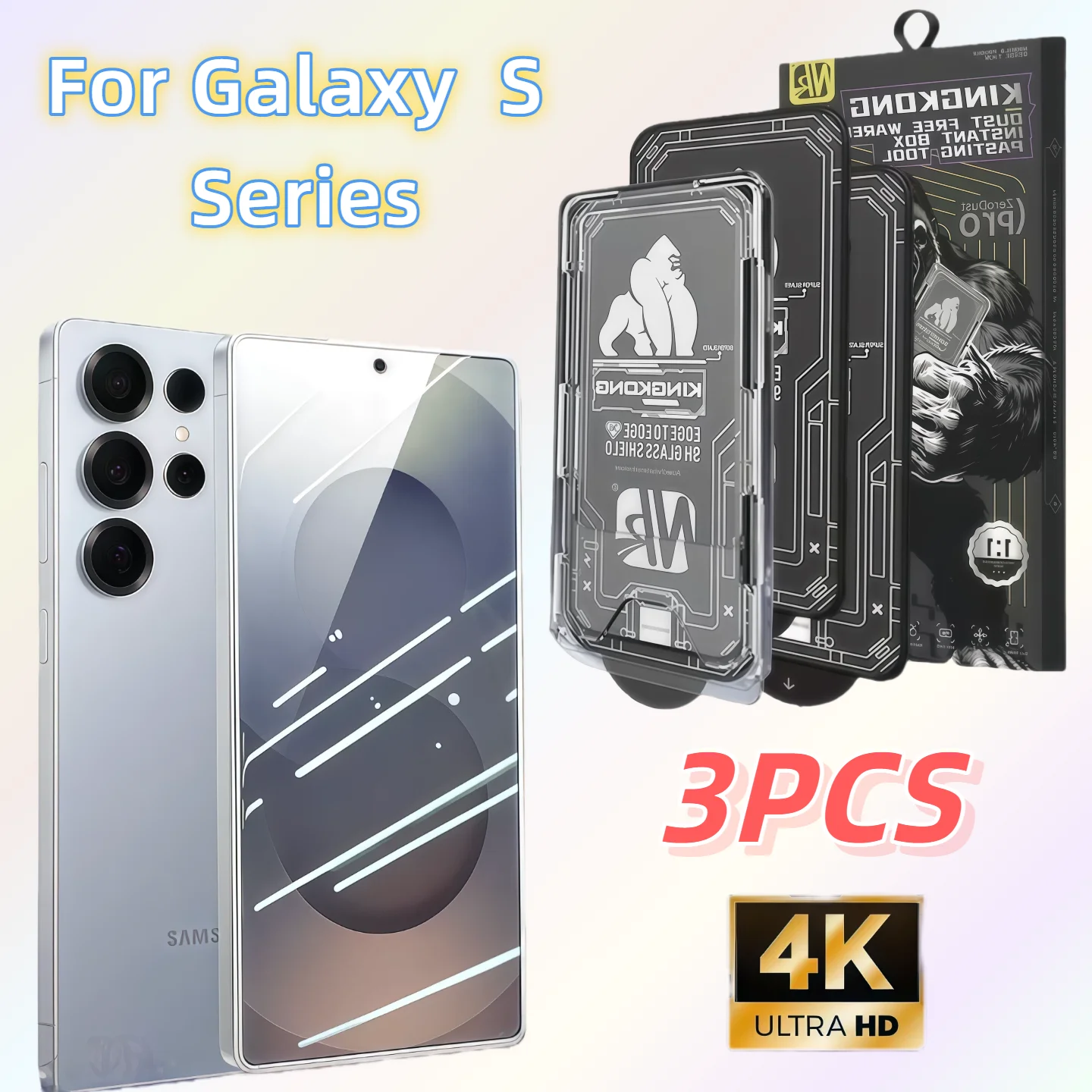 

3-Pack HD Tempered Glass Screen Protector for Galaxy S26/S26Plus/S26Ultra/S25/S24/S23/S22 9H Hardness Compatible with Chimpanzee