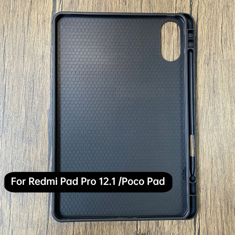 Pen Slot Case Fo Redmi Pad Pro 12.1inch Silicone TPU Black Protective Shell Back Cover for Red Mi Poco Pad 5G 12.1