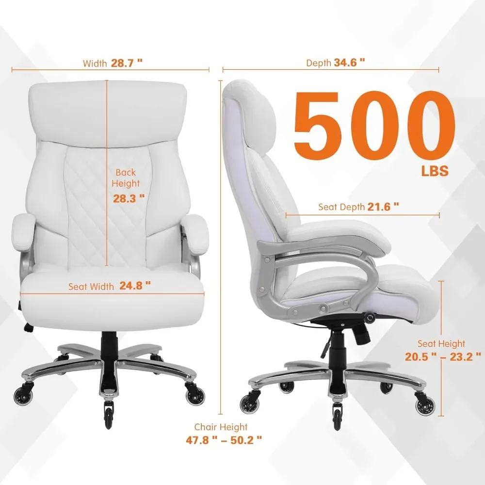 Big and Tall 500lbs Office Chair Wide Spring Seat,Adjustable Lumbar Support Quiet Rubber