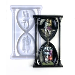 Love Hourglass Pendant Silicone Mold DIY Handicraft Wall Stickers Semi-stereoscopic Couple Time Hourglass Epoxy Resin Molds