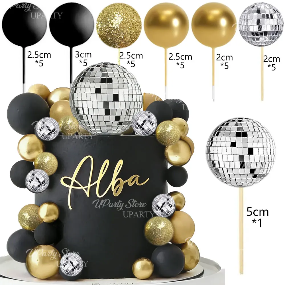 31-teiliges Disco-Kugel-Kuchendekor-Set, Perlglanz-Rosa Kuchenkugeln, Spiegel-Discokugeln zur Kuchendekoration für Geburtstag, Hochzeit und Party – Detail 8