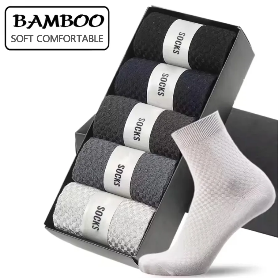 

5 Pairs/lot Bamboo Fiber Men Socks New Classic Business Long Socks Summer Winter Casual Man Dress Sock Big Size EU38-45