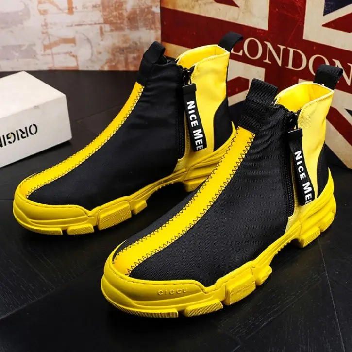 luxury designer male shoes men warm leather fashion men high top shoes Korean version trend youth casual men shoe cowboy  b54