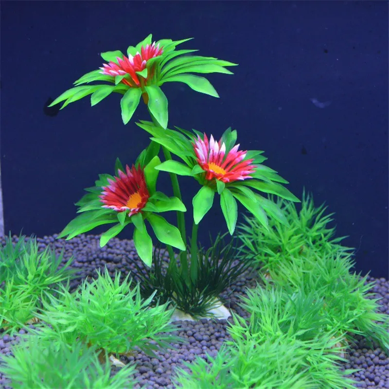 Aquarium Plants Aquatic Grass Aquarium Ornaments Fish Tank Decoration Plastic Fake Aquariums Grass Flowers Fish Tank Decor Plant