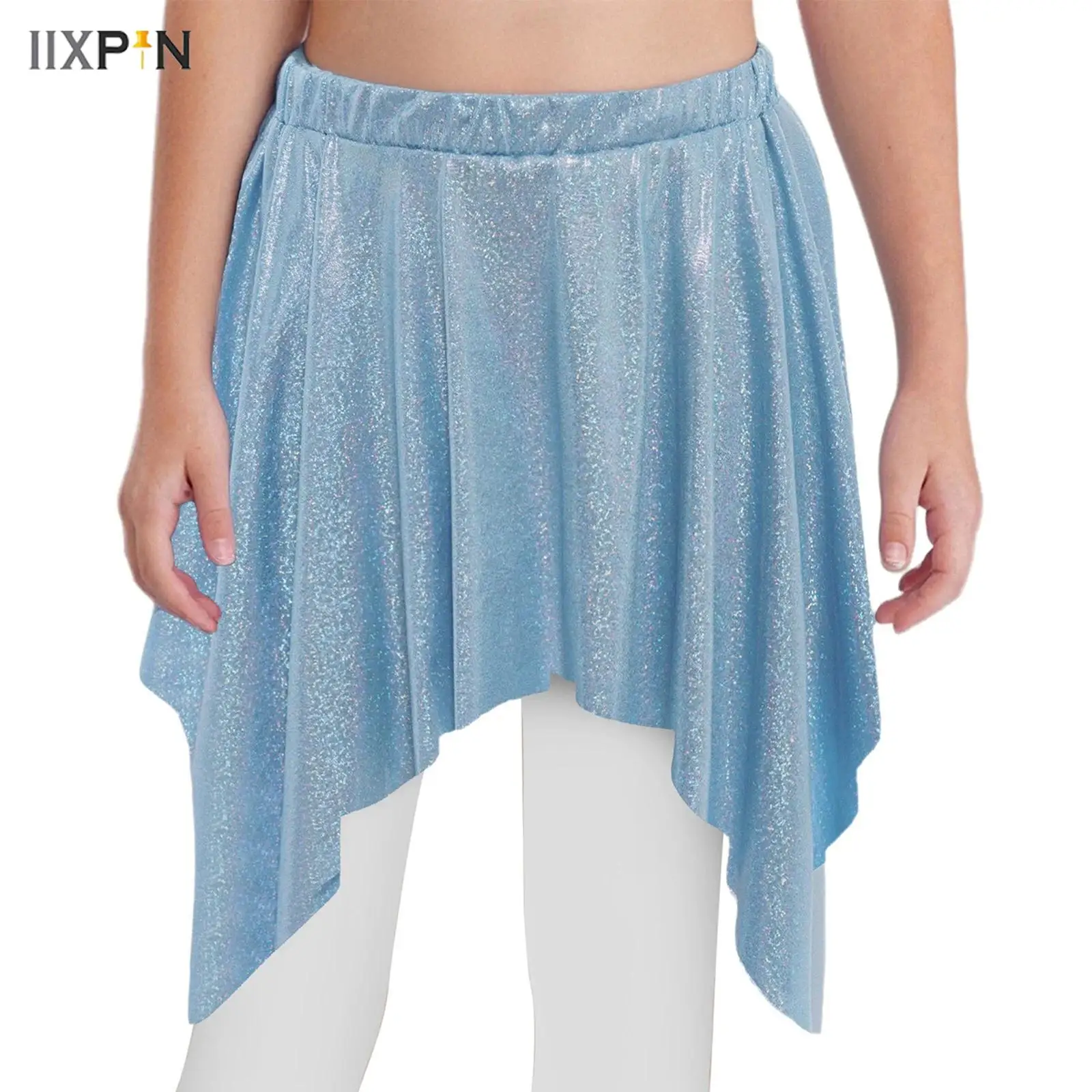 

Kids Girls Jazz Ballet Dance Skirt Fashion Metallic Mini Dots Irregular Ruffled Skirts for Cheerleading Street Dance Performance