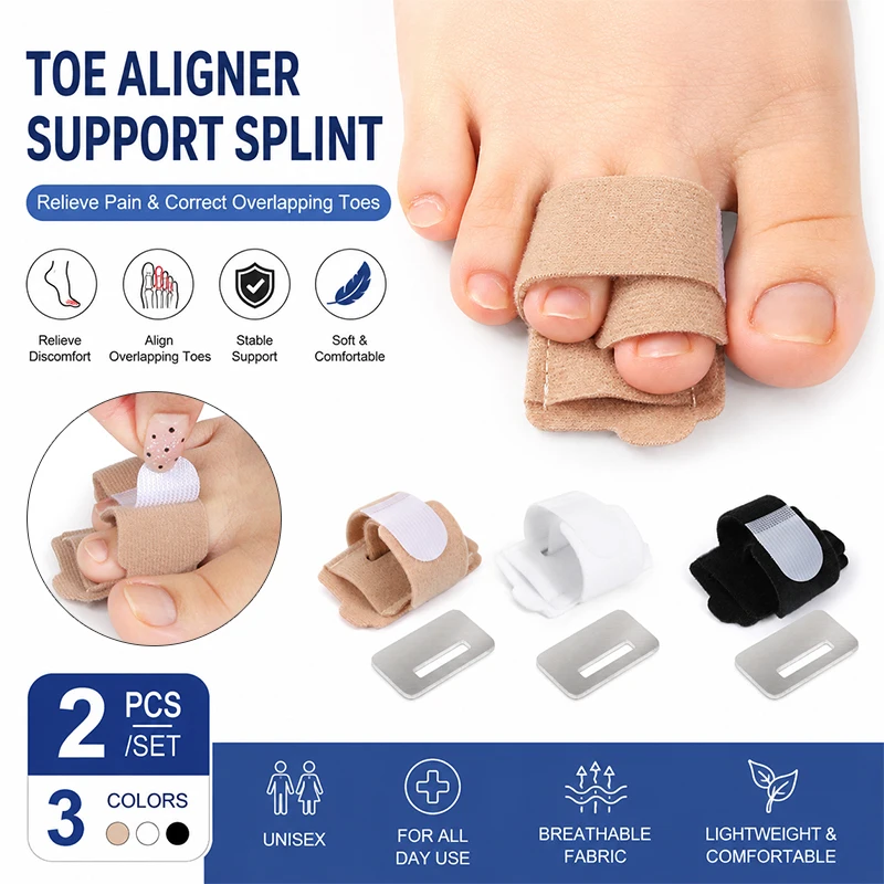 2Pcs/Set Toe Aligner Support Splint Overlapping Toes Corrector Hammer Toe Straightener Foot Pain Relief Brace for Men Women