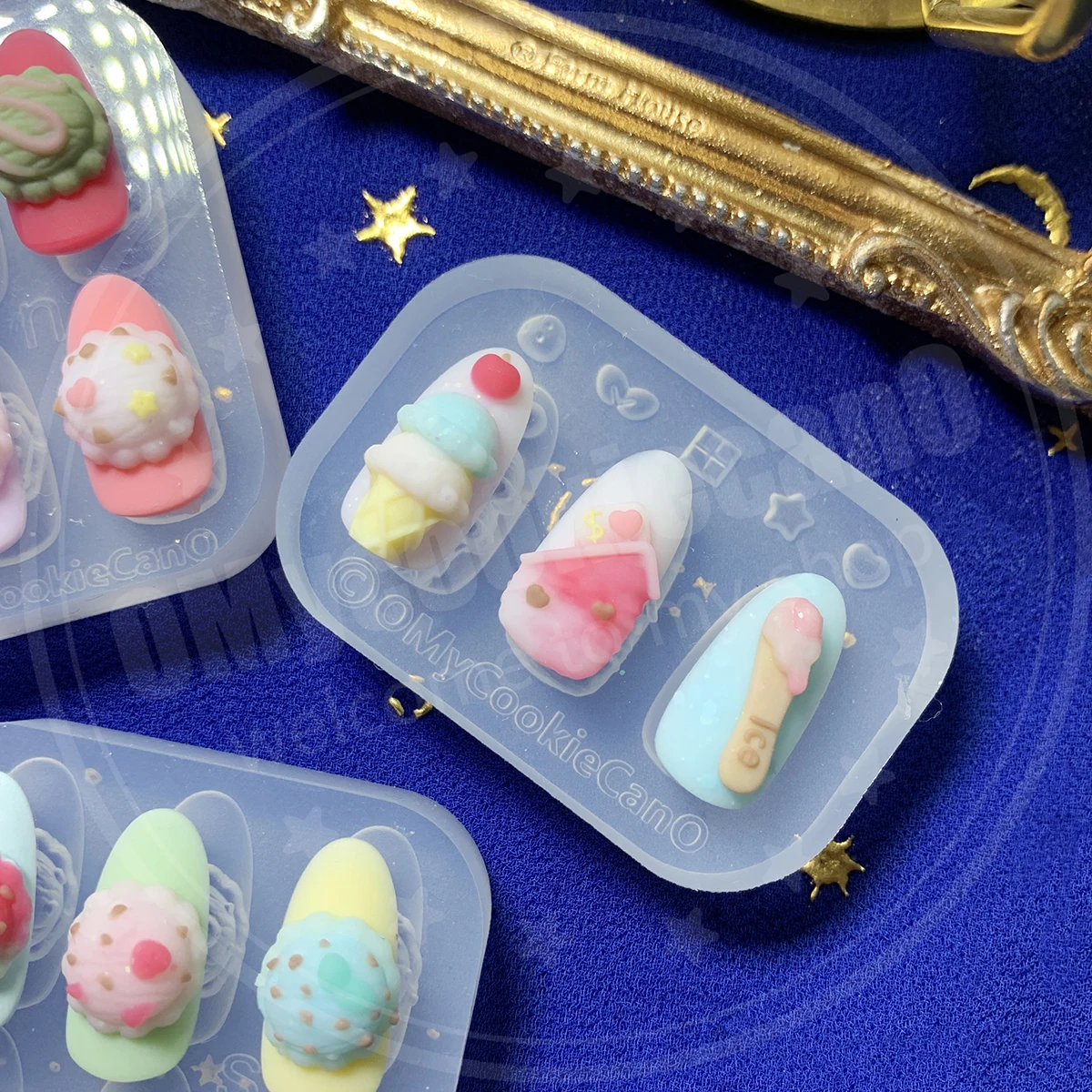 Multiple flavors! Super cute summer icy ice cream ball transparent silicone nail art molds.