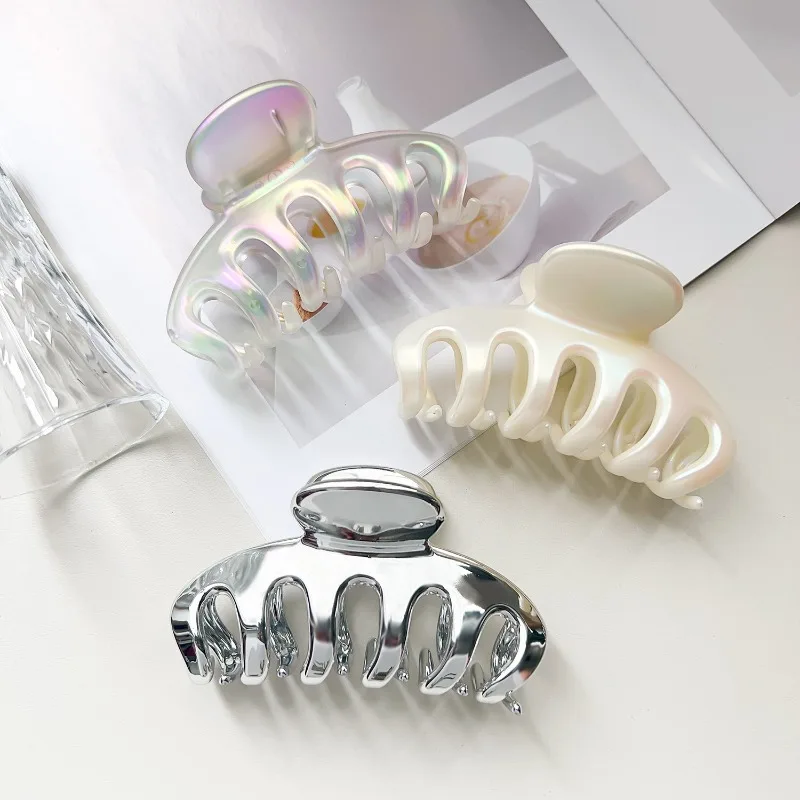 Electroplated Pumpkin Hair Claw New Large Hair Clip Fashion Shark Clip Back of Head Half-tied Elegant Hair Accessories