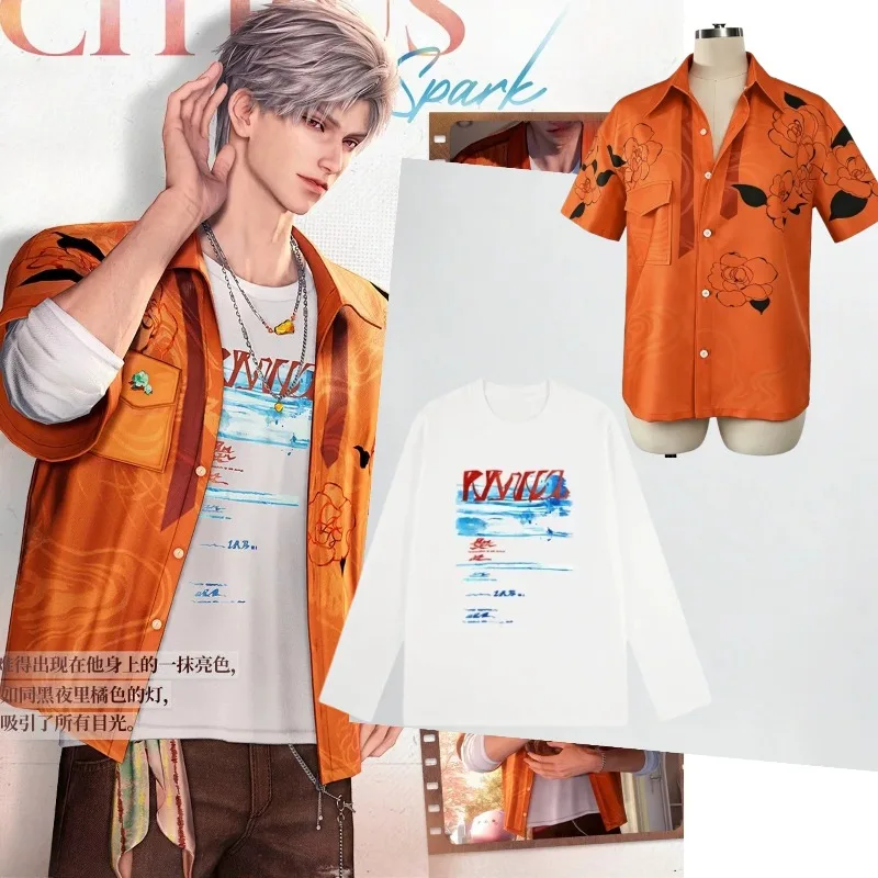 

Sylus Short Sleeve T-shirt Women Men Game Love and Deepspace Cosplay Costume Loose Leisure Summer Shirt Hat Anime Role Play Suit