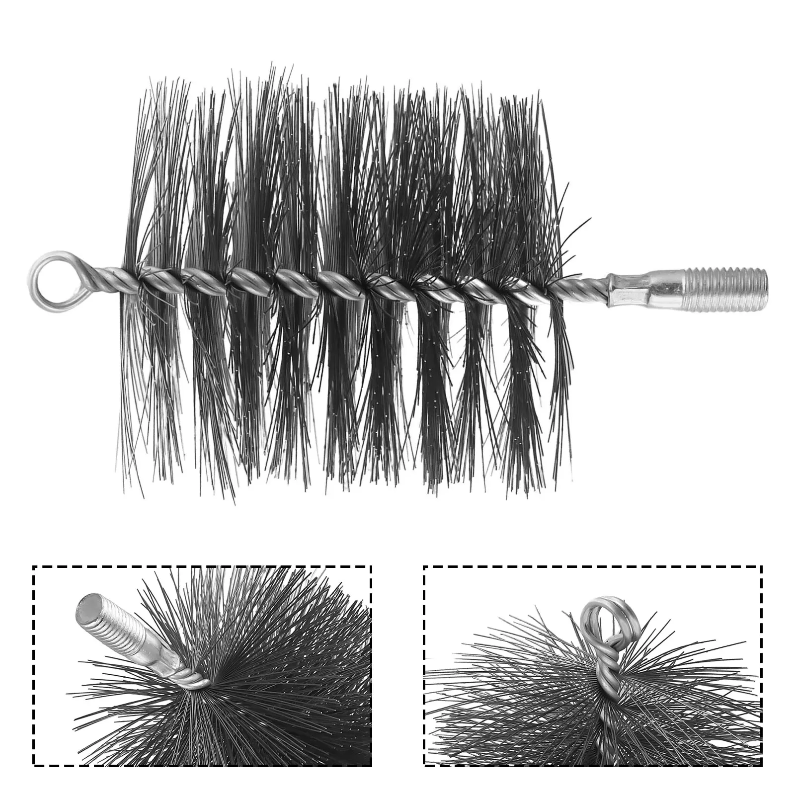 4 inch Round Chimney Brush with Steel Wire Bristles for Flue Pipe Rust Removal Soot Cleaning and Residential Heating System Use