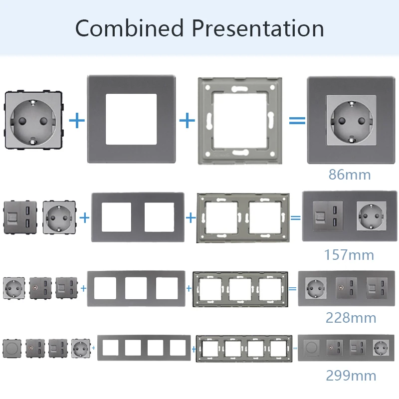 TAWOIA PC Matte Socket Frames RJ45 CAT5 TV Satellite Type-C 20W USB Sockets Wall Button Switch Function Parts Free Combination