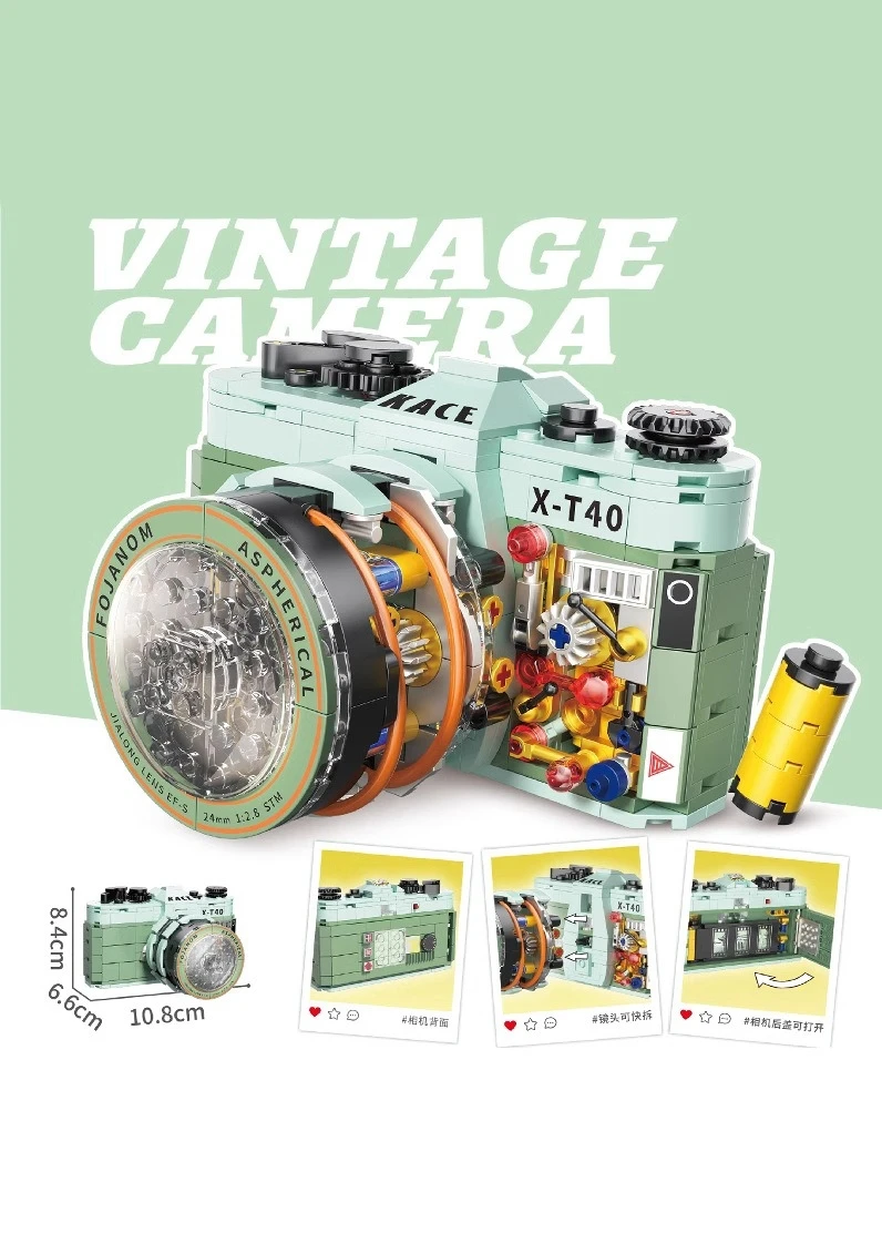 Creative Vintage Camera Polaroid Stacking Bricks Toy Set for Educational Fun and Display