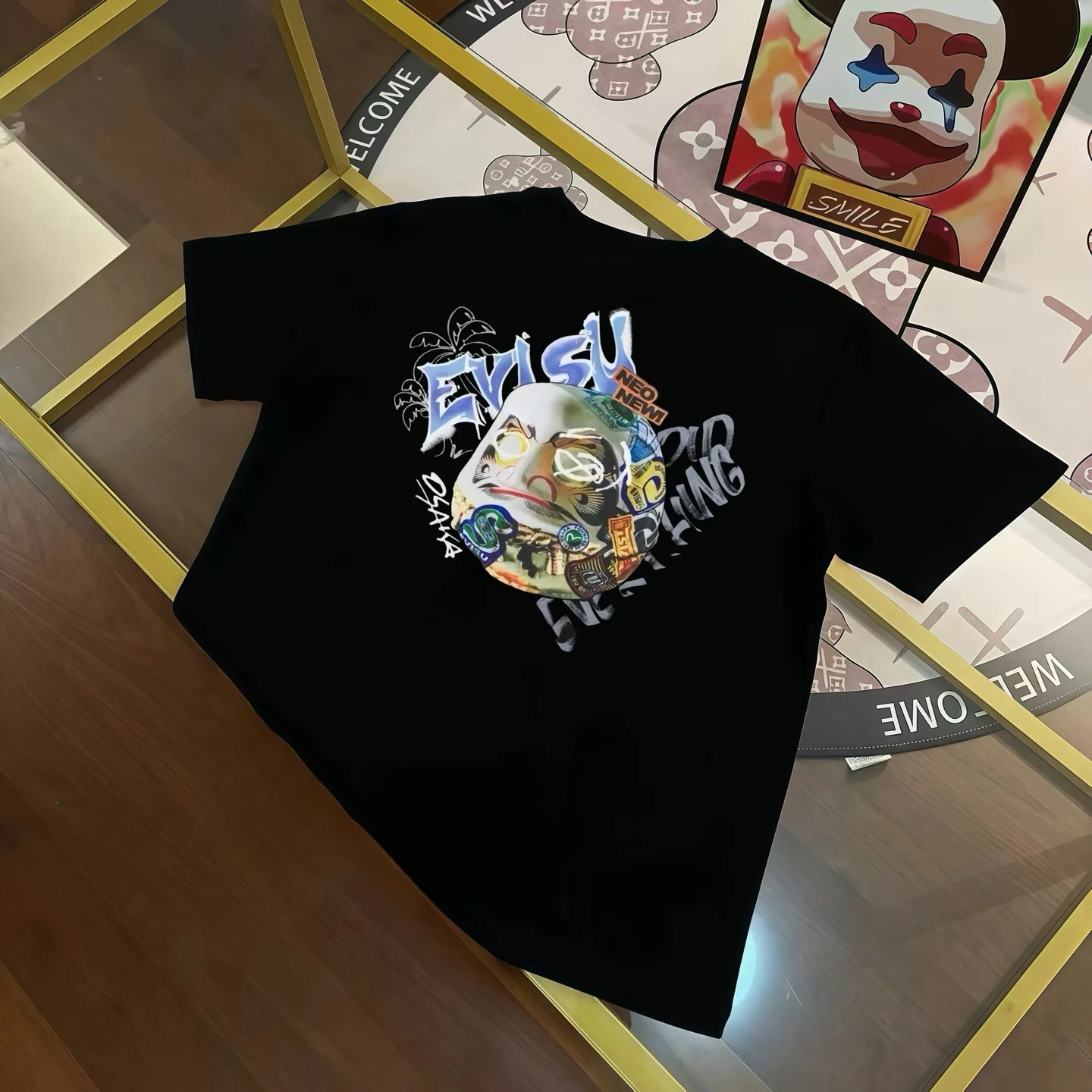 

Trendy Brand EV Fushen 2025 Spring New Men's Letter Fashion Printing Casual Versatile Trend Short-sleeved T-shirt