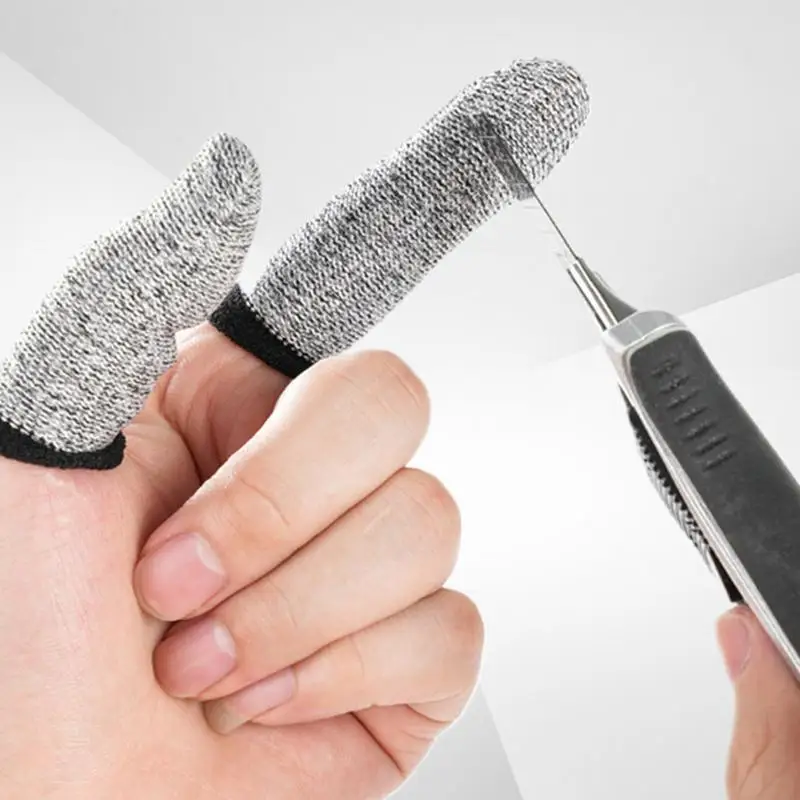 通気性のある切断防止フィンガースリーブ、5グレードの指先プロテクター、2x、キッチン用指先ガード、食品切断