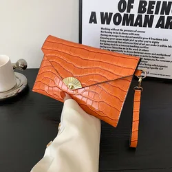 High Brand Women'S Wallet Fashion Crocodile Pattern Envelope Handbag Card Holder Short Wallet Multi-Card Holder Purses Phone Bag