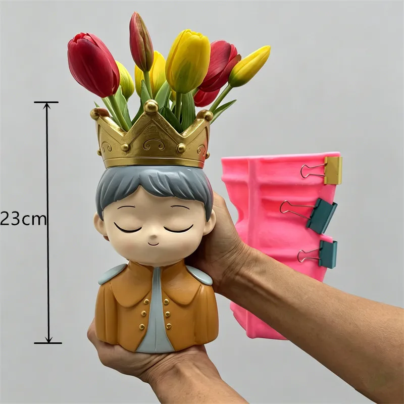 

Large size, silicone mold prince flower pot can be turned into gypsum resin concrete garden balcony decoration