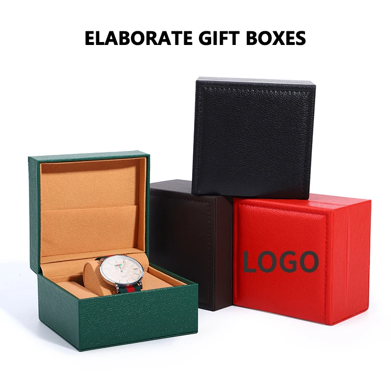 Free Customized Logo Pu Flip Single Watch Case Packing Box Jewelry Storage Watch Organizer Boxes Large Volume Wholesale Price