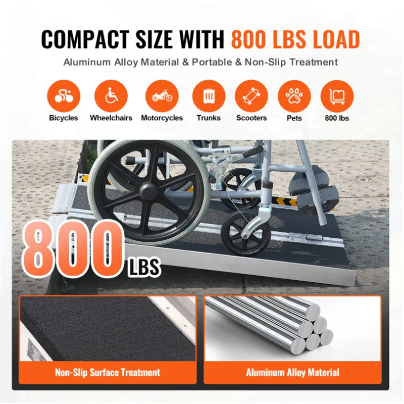 Folding Ramp, Foldable Aluminum Ramp Portable Non-slip, Portable Aluminum Ramp