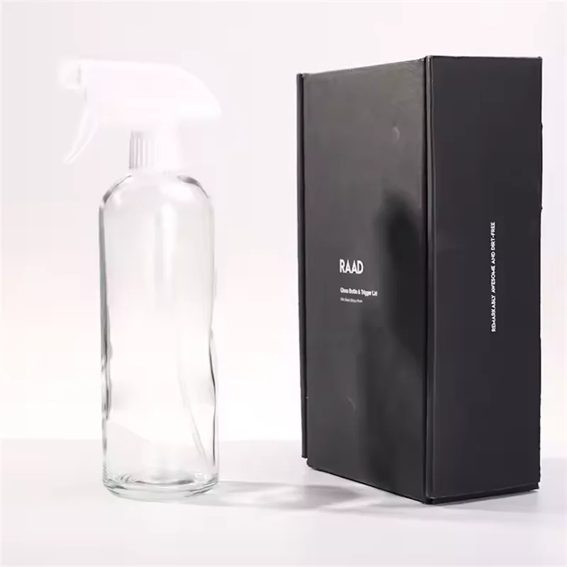 500pcs Custom Kit Pack Box Refillable Brand Logo Printing 16 oz 500 ml Glass Trigger Hair Mist Spray Bottle With White Pump wj97