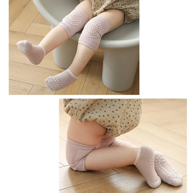 Genouillères coordonnantes pour bébé, 2 pièces/lot, ensemble d'été, chaussettes de sécurité pour enfants, protège-genoux pour filles et garçons