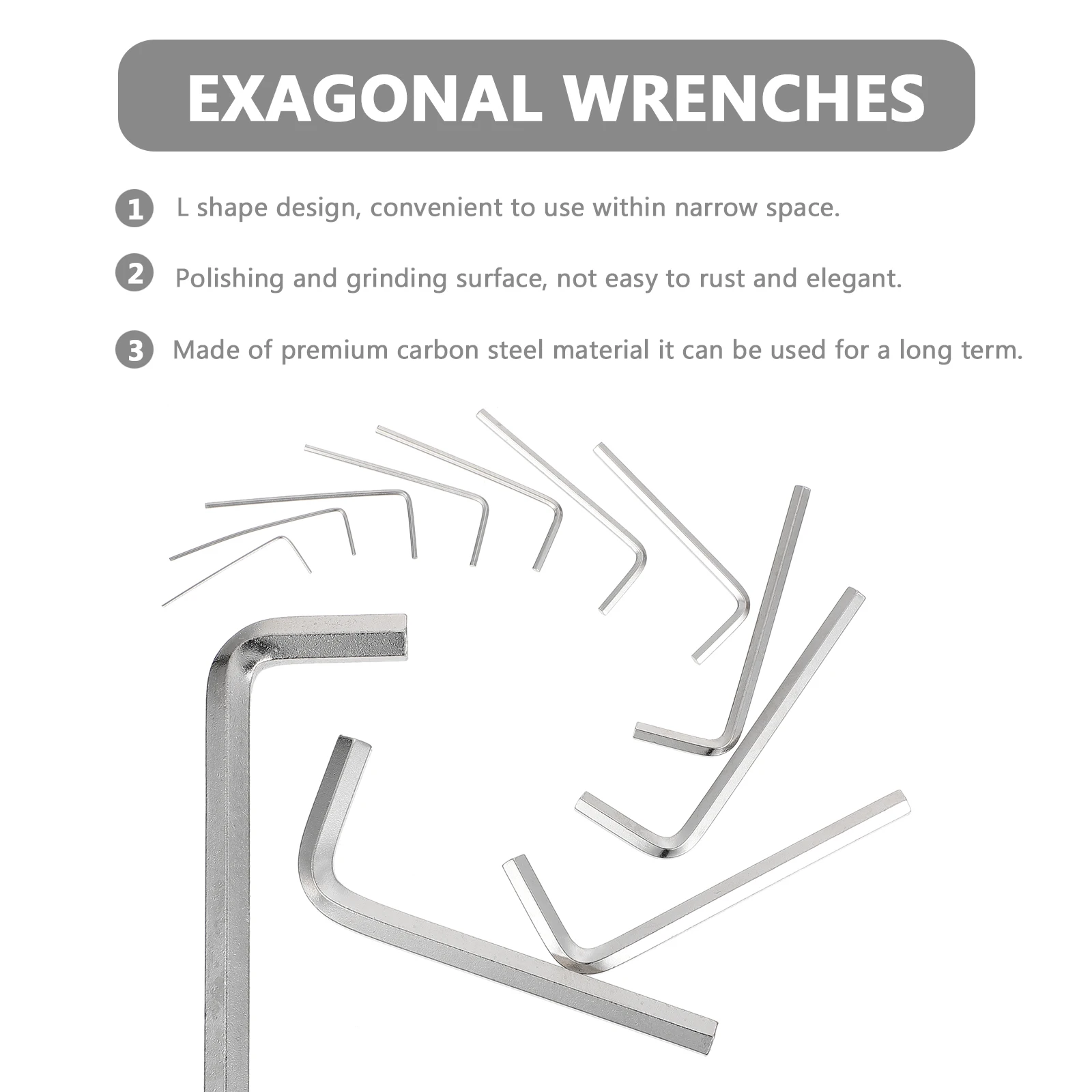 

12Pcs Professional L Wrench Set Nickel Plated Hex Keys Durable Spanners for Decoration Repair Allen Wrench Key