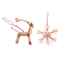 6pcs Christmas Straw Crafts Party Decoration Miniature Scene Xmas Tree Decorations Doll House