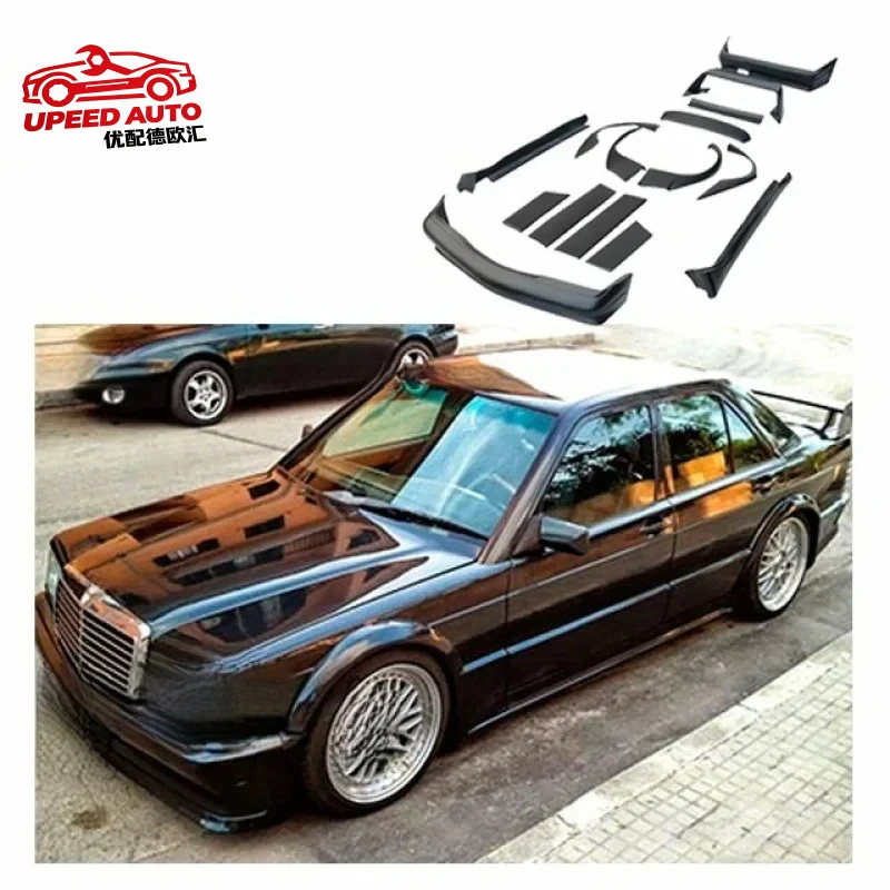 

Suitable for High Quality Evo2 Style Body Kit Front Rear Bumper Fender Side Skirt Spoiler Diffuser W201 190E