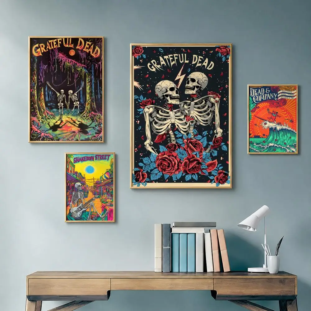 Classic Band G-Grateful DeadS Poster Vintage Retro Anime Poster Stickers Peel and Stick Wall Art Home Decor