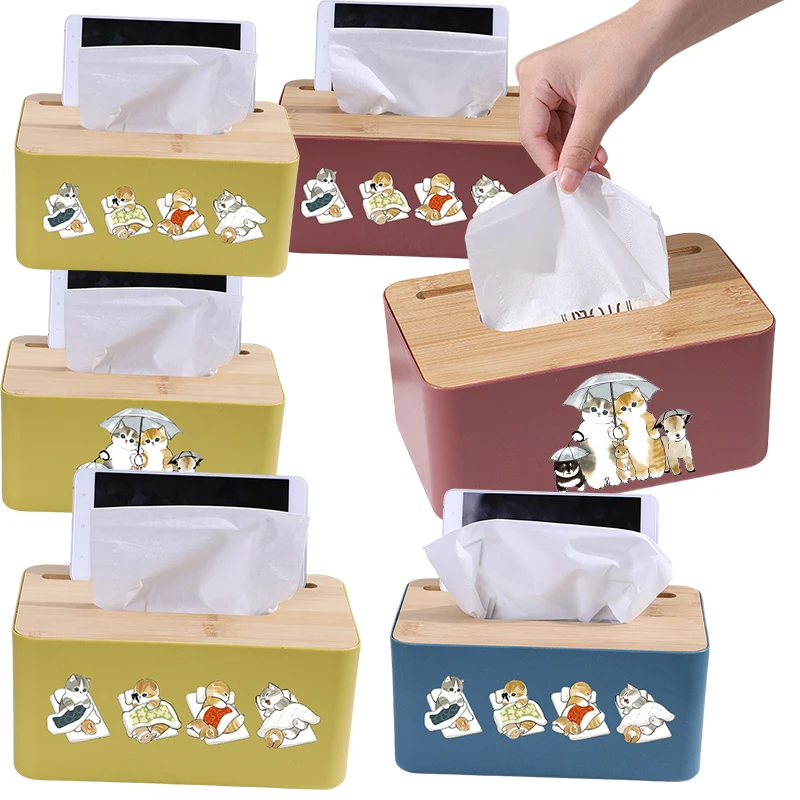Mofusand Mobile Phone Stand Tissue Box Anime Simple Living Room Household Paper Napkin Box Remote Control Storage Roll Paper Box