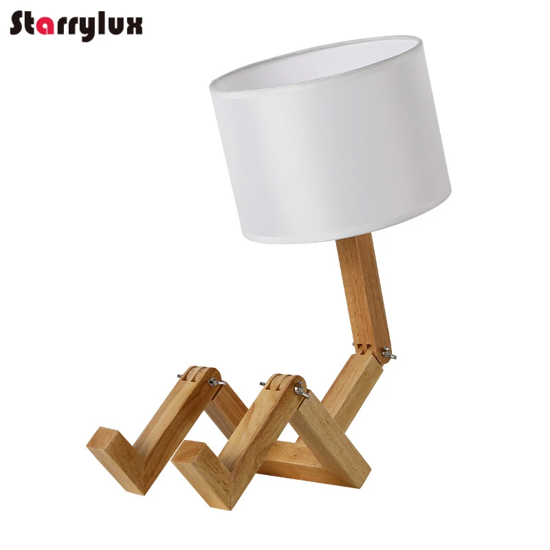 مصباح طاولة روبوت خشبي بمفاصل متحركة إبداعية على الطراز الأوروبي الأمريكي الياباني هدية ضوء بجانب السرير #6