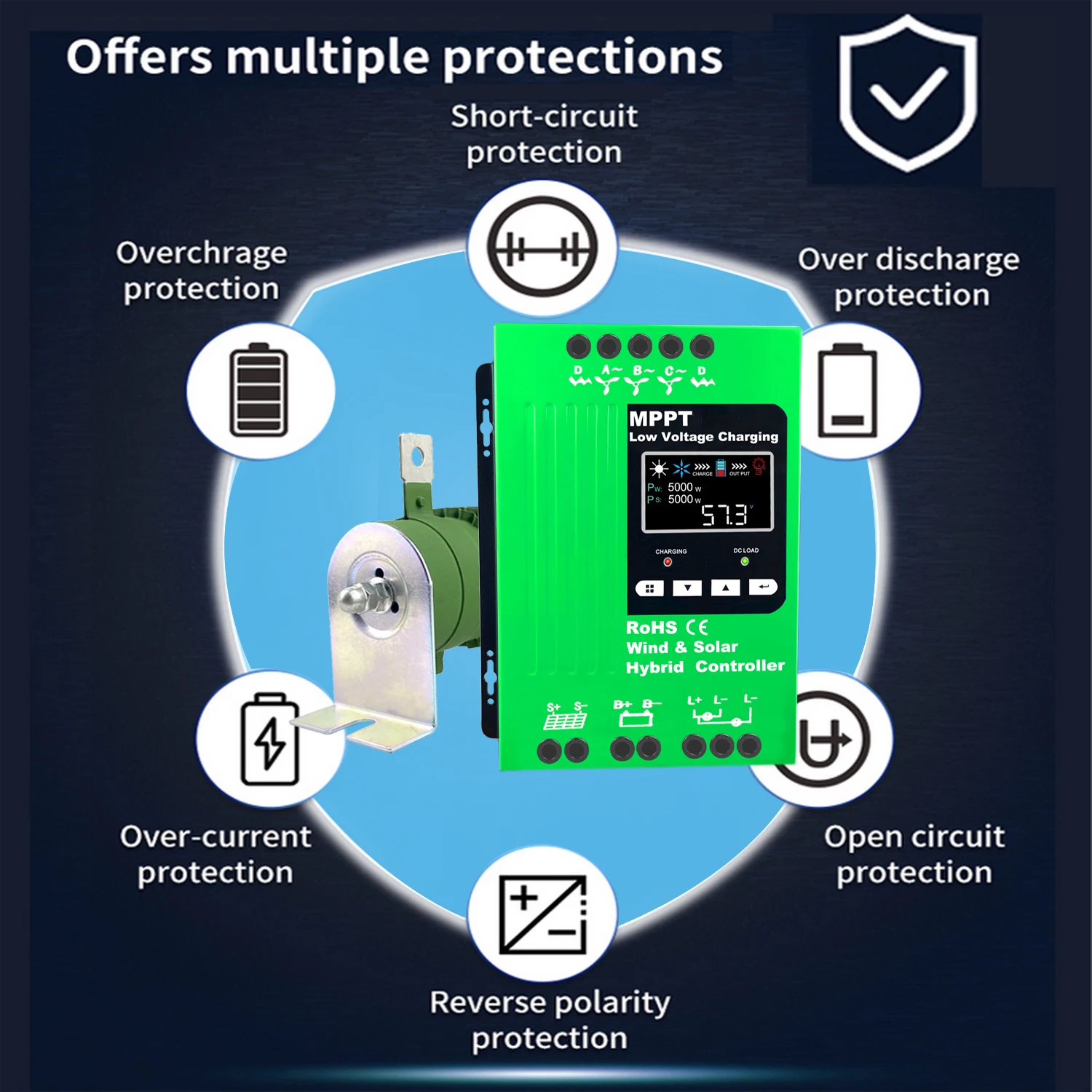 Imagem -04 - Mars-controlador Eólico e Solar Híbrido Mppt Regulador de Carregamento com Wi-fi Ethernet Gprs Carga de Despejo 6000w21000w 9000w 12v 24v 48v