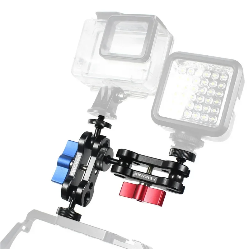 Universal Magic Arm with Dual Ballhead Articulating 1/4'' Screw Camera Video Monitor Mount Adapter for Cage Mic LED Light Tripod