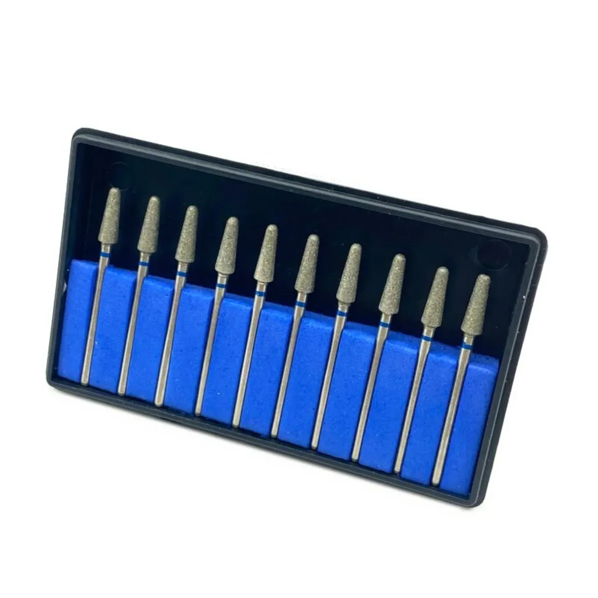 10pcs/set ML40 Dental Lab Part Electroplated Diamond Point Polisher Dentals Low Speed Handpiece HP Burs Nail Drill Bits