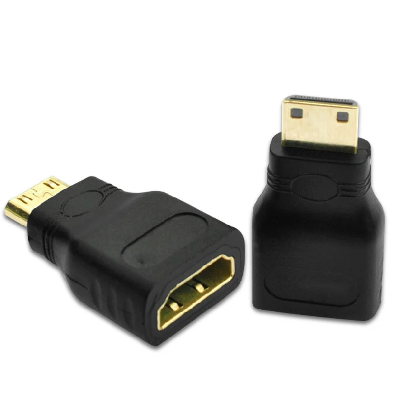 Adaptor ekstensi 1.4 3D, berlapis emas Mini HDMI kompatibel dengan adaptor 1080P konverter Audio dan Video