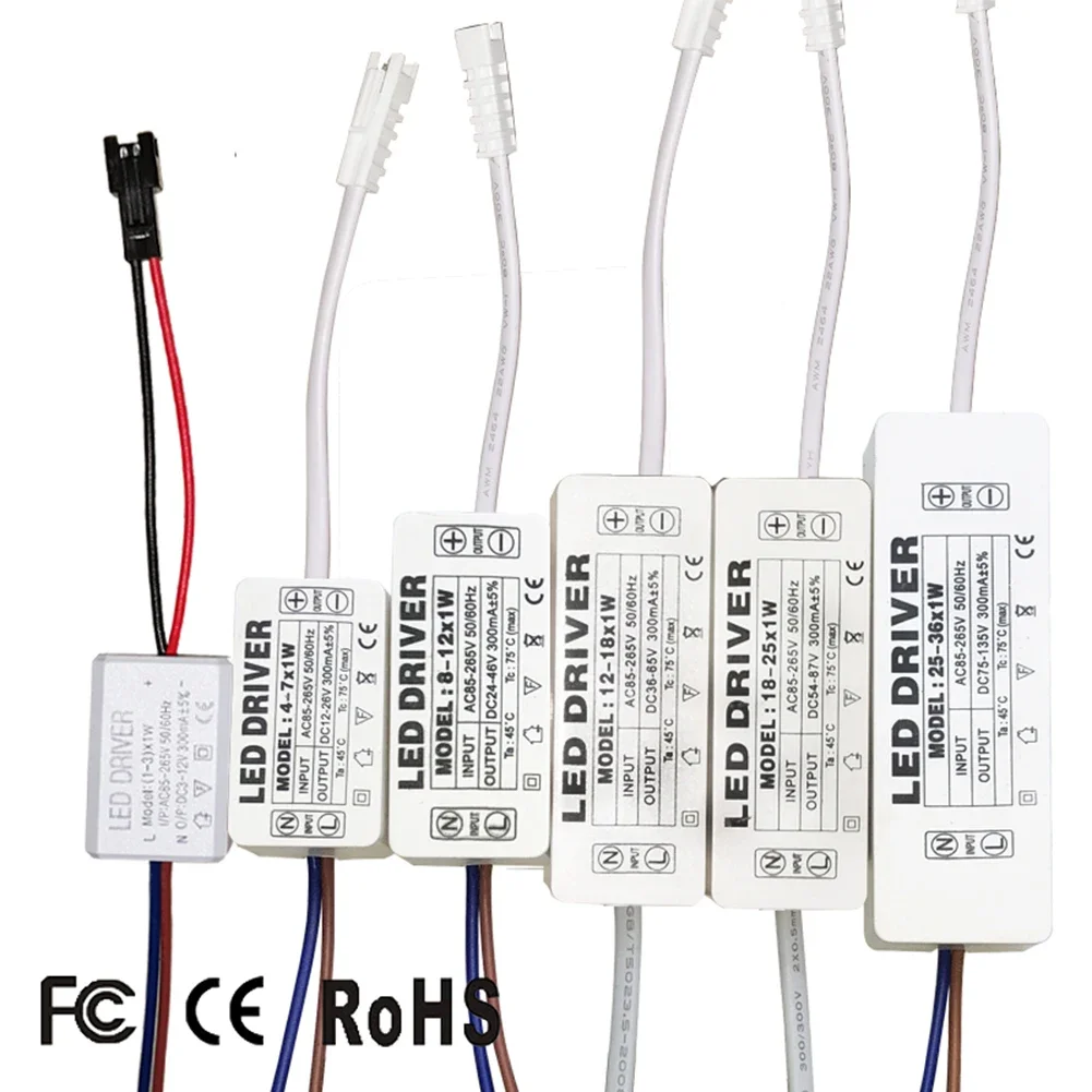 Sterownik LED 240-300mA 1-3w 4-7w 8-12w 12-18w 18-25w 25-36w Sterownik stałoprądowy LED Zasilacz do transformatora żarówki LED