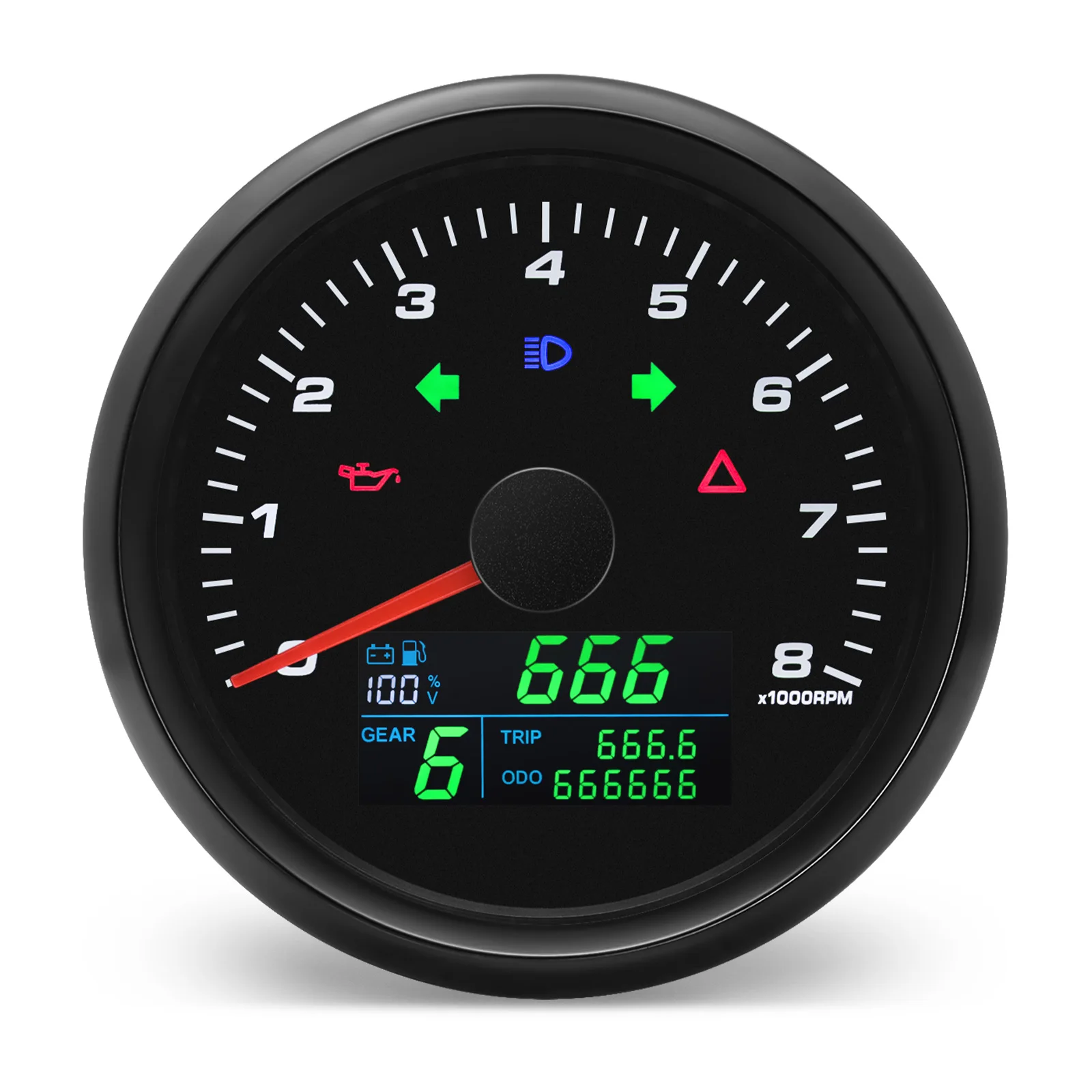 MAIMEIMI 85mm Tachometer+GPS Speedometer Gauge+Fuel Level Meter with High Beam Turn Light Gear Mileage 0-8000RPM,0-12000RPM
