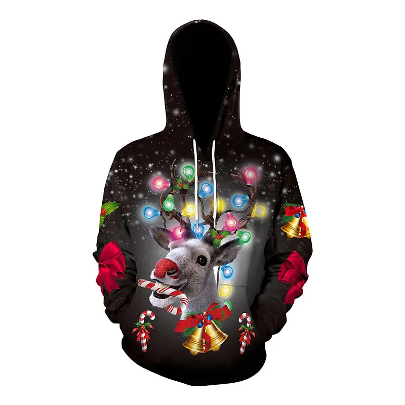 3D Print Ugly Muscle Graphic Christmas Hoodie For Men Funny Cat Christmas Carnival Masquerade Tracksuit Mens Pullover Sweatshirt