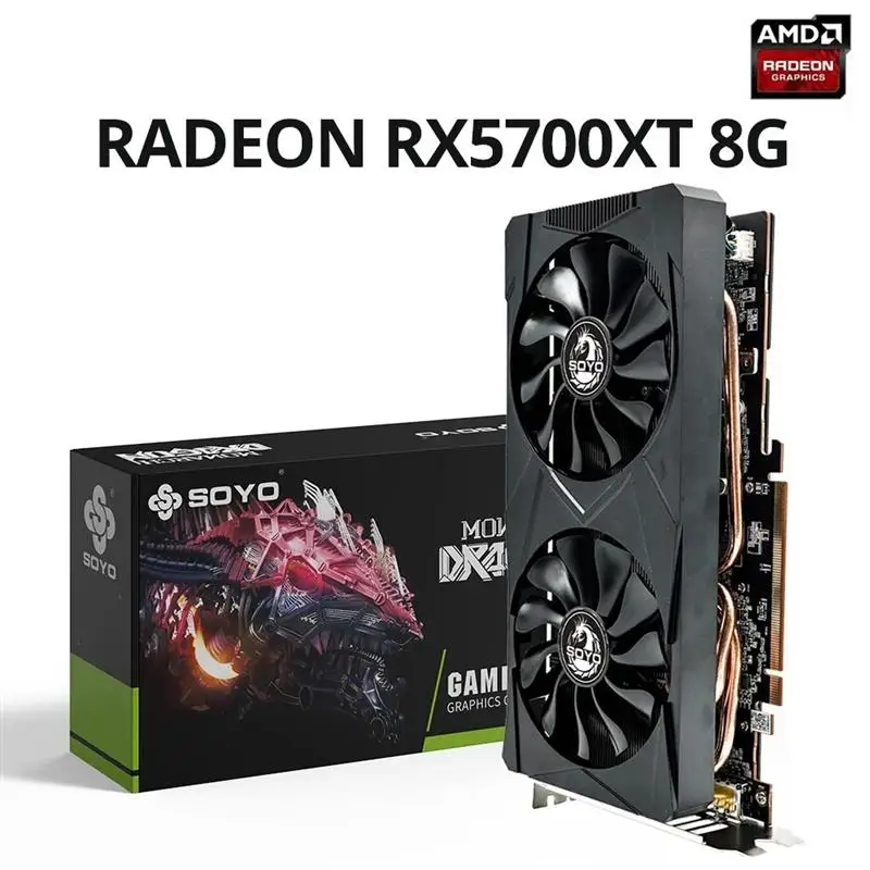 Top AMD Radeon RX5700XT 8GB Gaming Graphics Card GDDR6 Video Memory 256Bit PCIEx16 4.0 for Desktop Computer Video Card