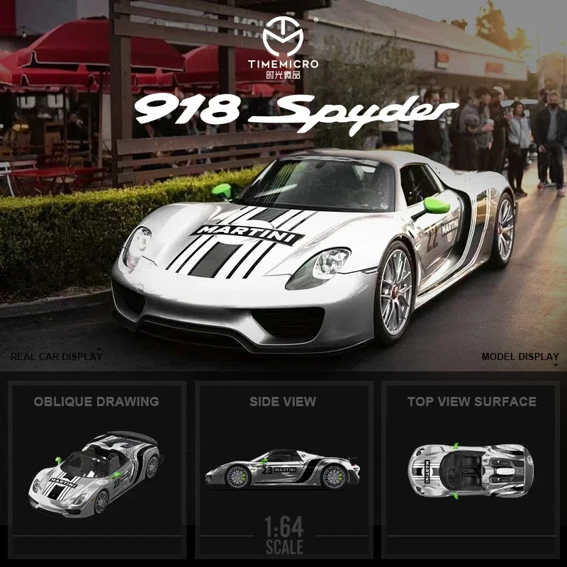 

TM 1:64 918Spyder Silver Diecast Diorama Car Model Collection Toy Time Micro
