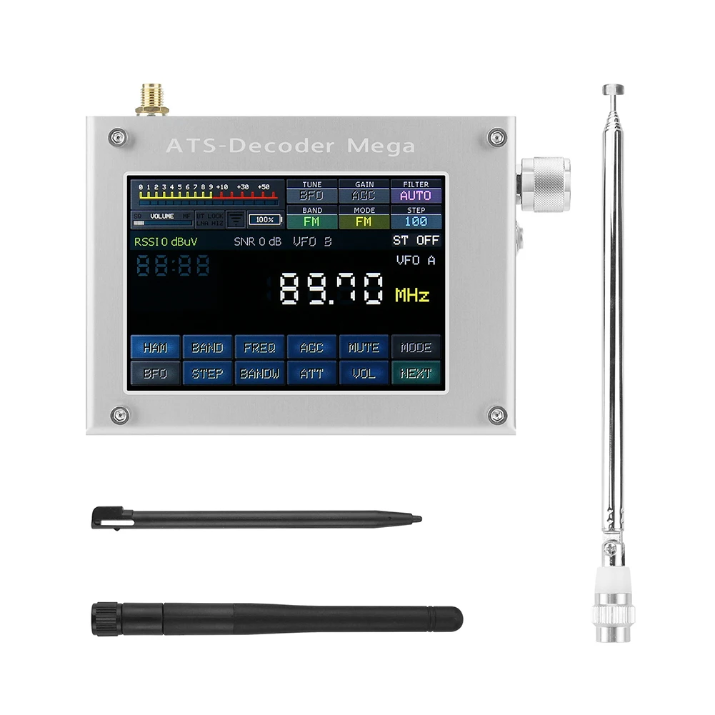 1Pc Aluminum Digital Receiver 4 Inch Touchscreen For AM FM SSB FT8 FT4 Radio Decoder With And Code Decoding Tool