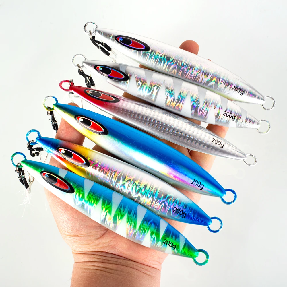 1Pc Luminous Jig Lure Fast Sinking Jigging Long Casting Lure 40G-200G Metal Bait With Sharp Hooks For Sea Fishing