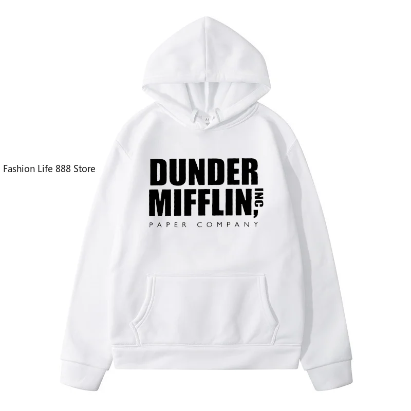 DUNDER MIFFLIN Letter Printed Men Women's Hoodie Autumn Winter Pure Cotton Fashion Casual Long Sleeve Oversized Harajuku Tops