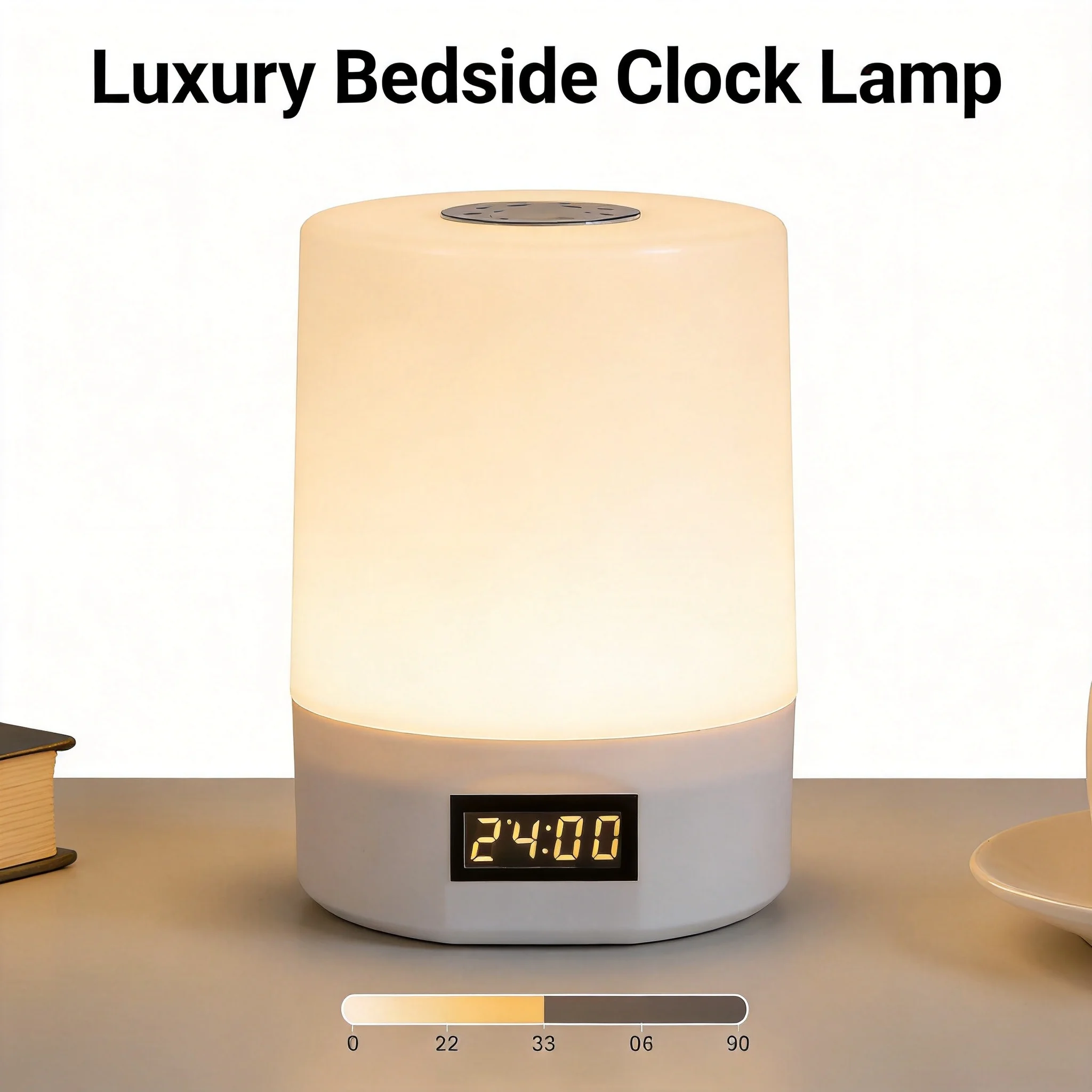 Smart Clock Lamp Bedside Night Light Remote Control 3 Color Temperature Adjustable LED Table Lamp Modern Bedroom Ambient Light