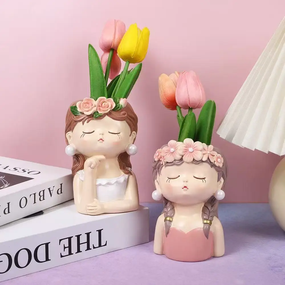 SEWS-Small Fairy Succulent Plant Pot Kit With Drainage Hole 4 Inch Indoor Cactus Pot Unique Cute Flower Vases Decor