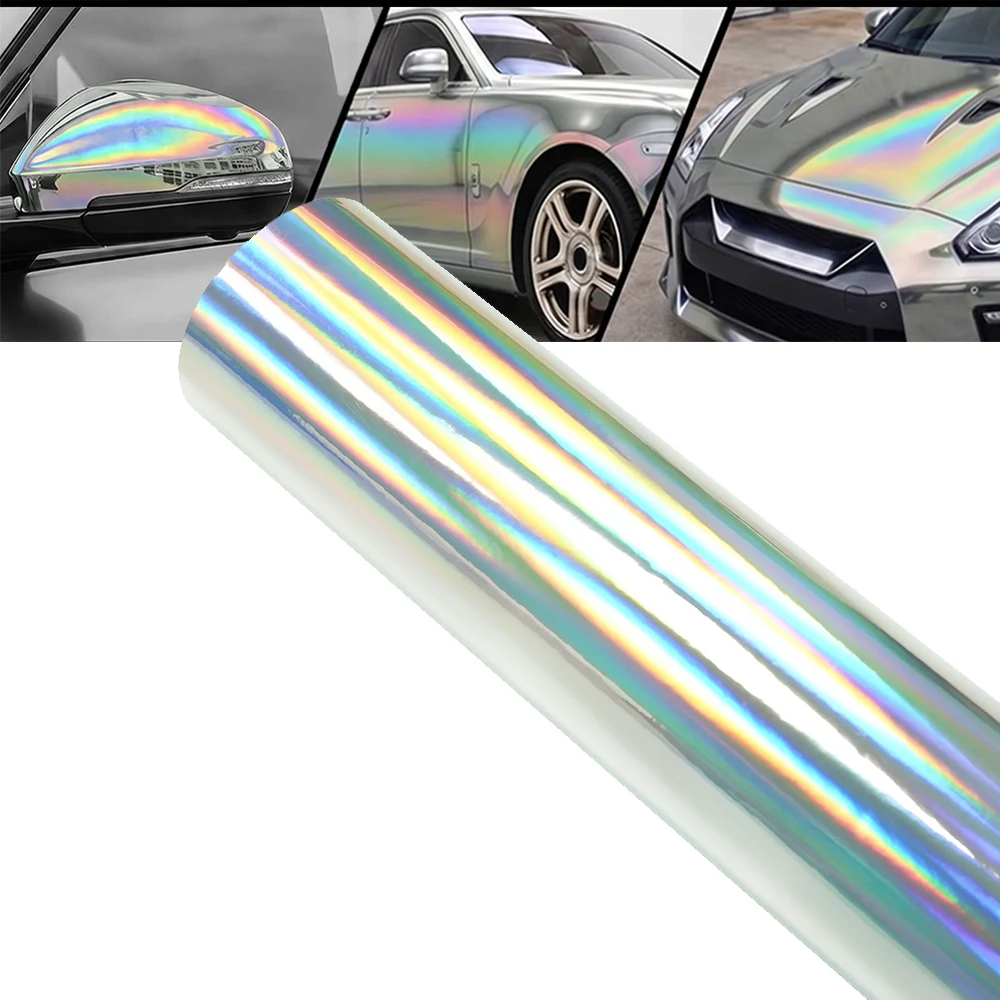 Electroplated Rainbow Silver Film Car Vinyl Wrap Colorful Sticker PVC Auto Body Color Change Wrapping Film Vehicle Accessories