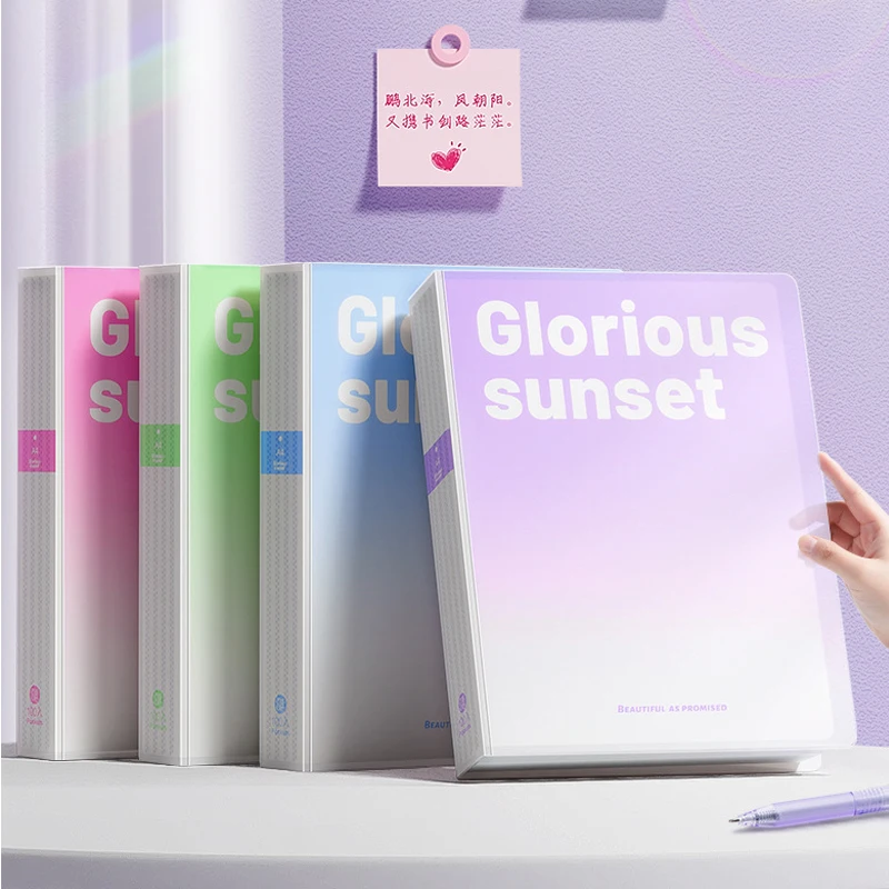 

A4 60 pages Data Sheet Thickened Gradient Color Folder Transparent Classification Insert File Bag Contract Document Storage Bag